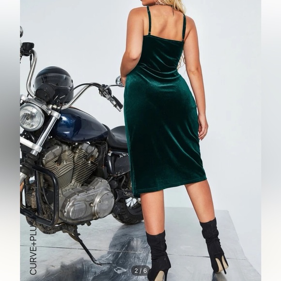 Emerald Green Velvet Dress, SHEIN - Picture 3 of 3
